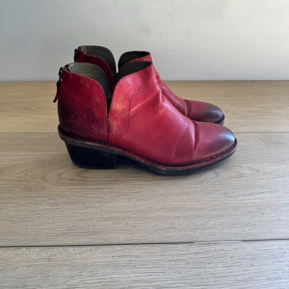 Fly London Red Leather Ankle Boots - Picture 1 of 7